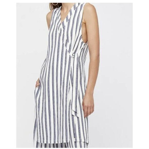 Free People Tuxedo Stripe Wrap Blue And white Top Size XS - Picture 1 of 9